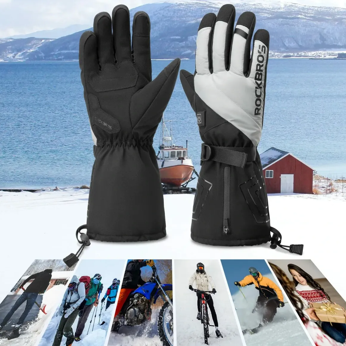 Winter Cycling Gloves Electric Heated Touch Screen